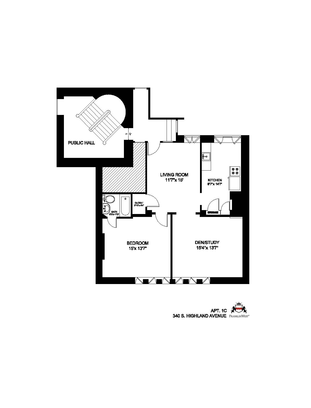 340 S. Highland Ave, Apt. 1C floorplan
